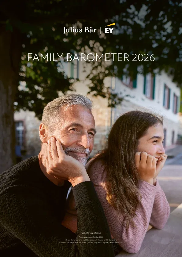 Cover of the Family Barometer 2026 study by Julius Baer and EY